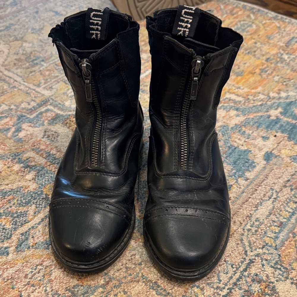 Tuffrider Ladies Baroque Black Leather Zip-Up paddock Boots size 7